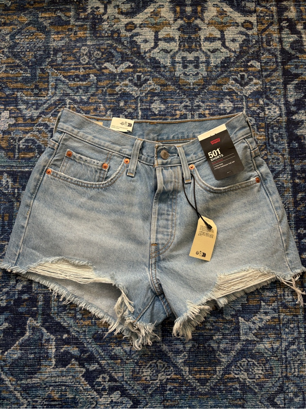 Levi's Light Blue 501 Cutoff Denim Shorts